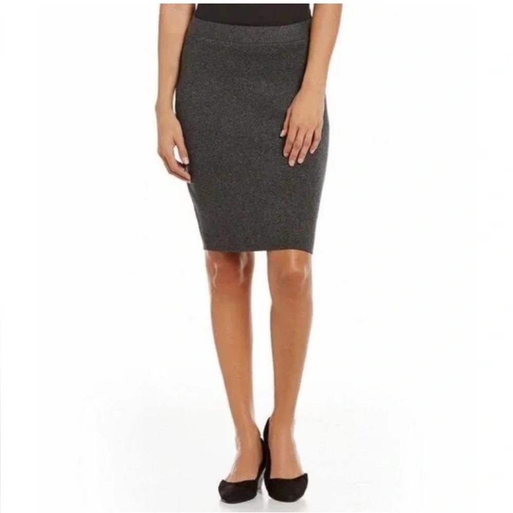Eileen fisher tencel merino wool knit pull on pencil skirt size S dark gray